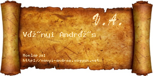 Ványi András névjegykártya